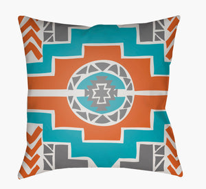 Livabliss Yindi Global-inspired 22" Accent Pillow – Elegant Home Decor With Durable Woven Construction Pale Blue,Seafoam,Blue,Orange Polyester,Polyester,Polyester,Polyfill Yn039-2222