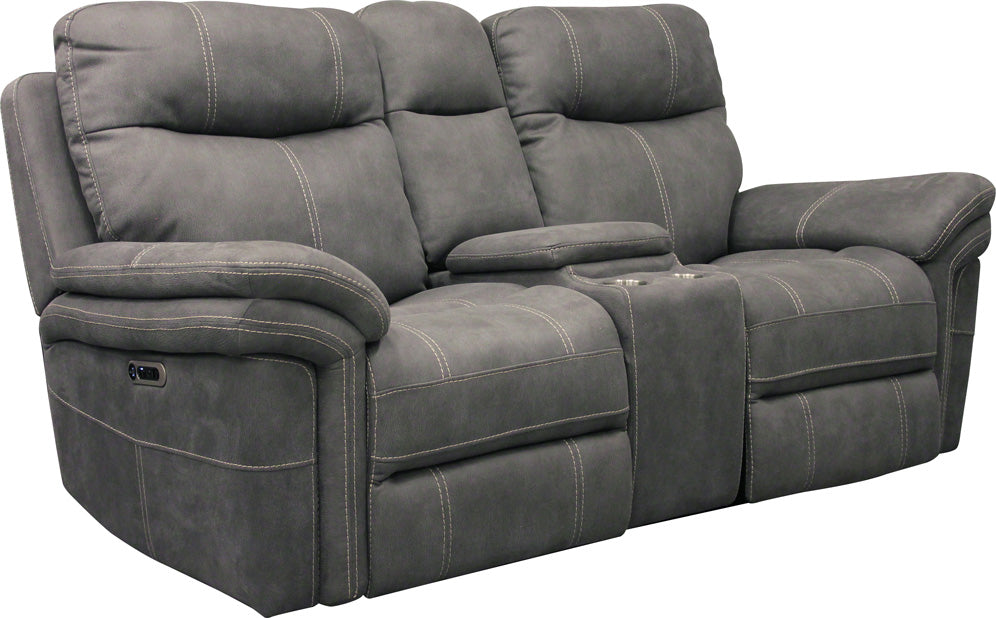 Parker House Parker Living Mason - Carbon Power Reclining Console Loveseat Carbon 100% Polyester (W) MMA#822CPH-CRB