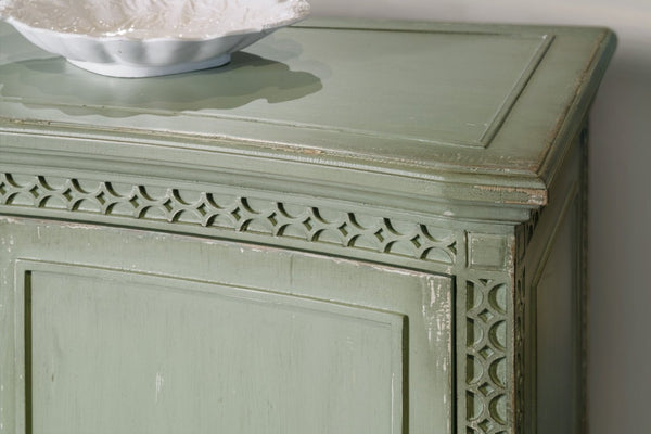 Hooker Furniture Charleston Verdigris Green Two-Door Accent Chest With Soft-Close Doors, Fretwork & Adjustable Shelf 6750-50001-32