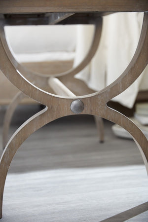 Hooker Furniture Affinity Leg Nightstand With Greige Wire-Brushed Oak, Rounded X-Motif Legs, Pewter Pull, 18X28x29" 6050-90015-GRY