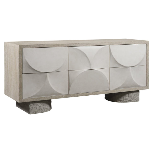 Bernhardt Bernhardt Lunula Dresser With Sculptural Resin Drawer Fronts, Concrete Bases, Flaxen Wood Finish 309051