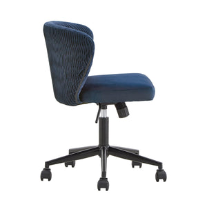 Homelegance By Top-Line Edoardo Curved Back Velvet Wave Pattern Office Chair Blue Velvet