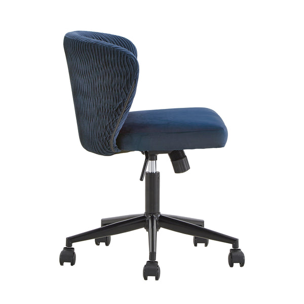 Homelegance By Top-Line Edoardo Curved Back Velvet Wave Pattern Office Chair Blue Velvet