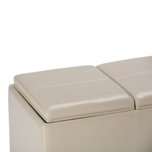 English Elm Avalon Storage Ottoman In Satin Cream - Stylish Versatile Seating With Hidden Storage & Trays B136P158112