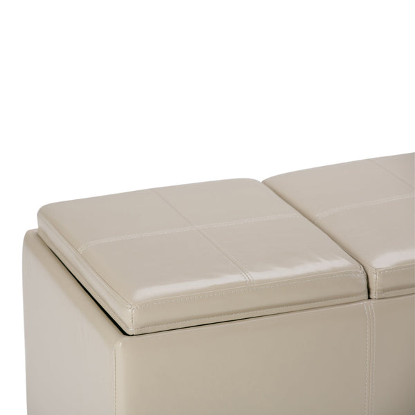 English Elm Avalon Storage Ottoman In Satin Cream - Stylish Versatile Seating With Hidden Storage & Trays B136P158112