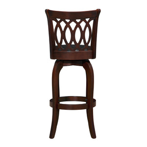 Homelegance By Top-Line Harvey Cherry Finish Scroll Back Swivel 29" Bar Height Stool Black Rubberwood