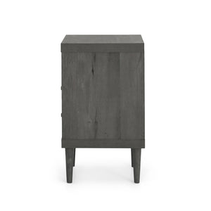 English Elm Christopher Knight Home® - 2-DRAWER Nightstand with Faux Wood Finish and Rubberwood Legs, Compact Storage Nightstand with Knob Handles Grey 72037.00GRY