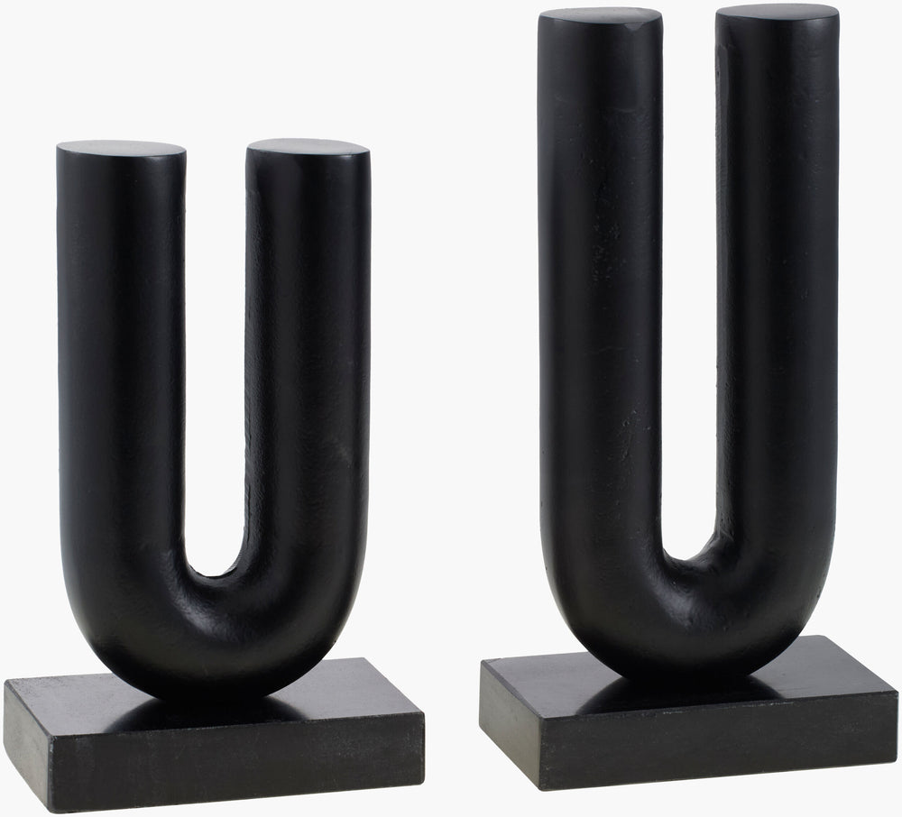 Surya Layana Decorative Sculpture - Modern Marble & Aluminum Art Piece For Elegant Home Décor & Style Black Aluminum,Marble Ynl001-set