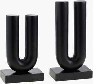 Surya Layana Decorative Sculpture - Modern Marble & Aluminum Art Piece For Elegant Home Décor & Style Black Aluminum,Marble Ynl001-set