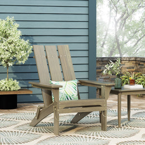 English Elm Zuma Solid Acacia Foldable Adirondack Chair Rustic Outdoor Lounger for Deck or Patio 68319.00GRY