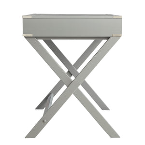 Homelegance By Top-Line Beatrix X-Base Wood Accent Campaign Writing Desk Grey MDF
