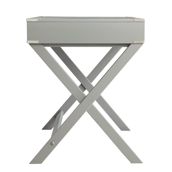 Homelegance By Top-Line Beatrix X-Base Wood Accent Campaign Writing Desk Grey MDF