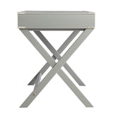 Homelegance By Top-Line Beatrix X-Base Wood Accent Campaign Writing Desk Grey MDF