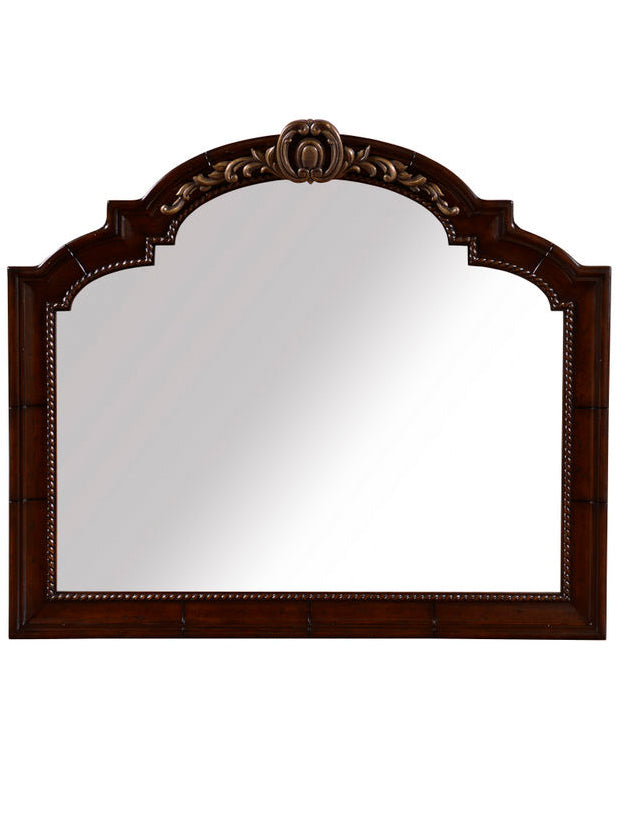 A.R.T. Furniture Valencia Landscape Mirror - Traditional Dark Oak Frame, Beveled Edges, Versatile Wall Or Dresser Mount Brown, Brown Radiata Solids,White Oak,Walnut And Pine Veneers,Glass 209121-2304