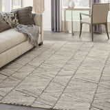 Nourison Vail VAI01 Handmade Tufted No Border Indoor Only Modern  Rug Grey White, Grey White 100% Wool 99446794147