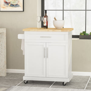 Christopher Knight Home® - Noble House - Batavia Contemporary Kitchen Cart with Wheels