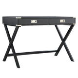 Homelegance By Top-Line Beatrix X-Base Wood Accent Campaign Writing Desk Black MDF