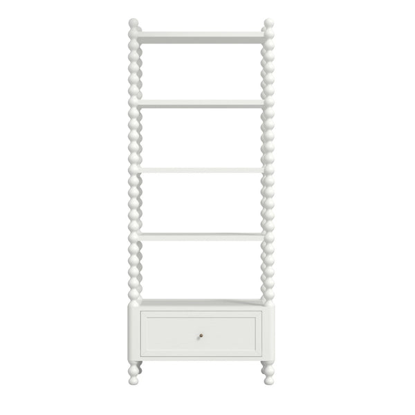 A.R.T. Furniture Haven Etagere: Vintage-Inspired Storage Shelf with Spindle Sides, Drawer, and Modern White Finish 339400-2367