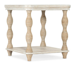 Hooker Furniture Serenity Coastal Bahari Lamp Table With Rope-Wrapped Legs, Surf Oak Finish & Lower Shelf Storage 6350-80116-80