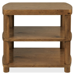 Hooker Furniture Melange Mulholland Oak Round Side Table with Triple Shelf Storage for Living Rooms 28.00L x 22.00W x 24.00H 628-80611-82