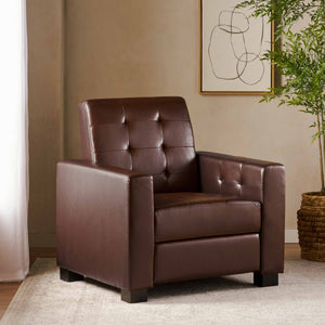 English Elm Christopher Knight Home® - RECLINER ergonomic PU leather lounge chair with plush padding and supportive design for home comfort and style Dark Brown 71978.00PUDBRN