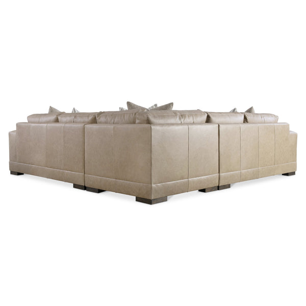 Bernhardt Bernhardt Lars Leather Sectional With Plush Deep Cushions, Wide Track Arms And Textured Wood Block Feet For Modern Living Space Comfort Tan K2090