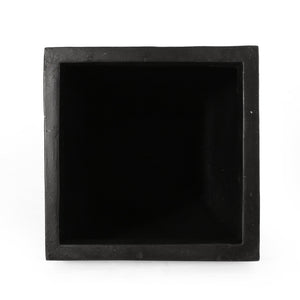 English Elm 13" Mgo Cast Stone Tapered Square Planter Architectural Matte Black Patio Accent Rust 69574.00BLK
