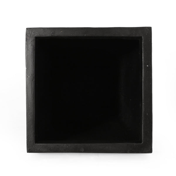 English Elm 13" Mgo Cast Stone Tapered Square Planter Architectural Matte Black Patio Accent Rust 69574.00BLK
