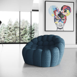 VIG Furniture Yolonda Curved Dark Teal Teddy Chair With Hexagonal Tufting, Solid Wood Frame, 440 Lb Capacity VGEV2126C-CHR-C-15