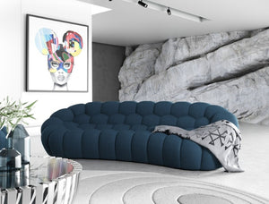 VIG Furniture Yolonda Curved Dark Teal Teddy Fabric Sofa Set With Hexagonal Tufting, Solid Wood Frame, No Assembly VGEV2126C-SET-C-15