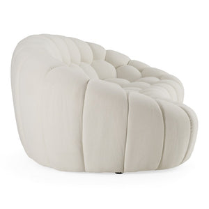 VIG Furniture Yolonda Curved Off-White Teddy Sofa With Hexagonal Tufting, Solid Wood Frame, Plush Support VGEV2126C-SOFA-C-00
