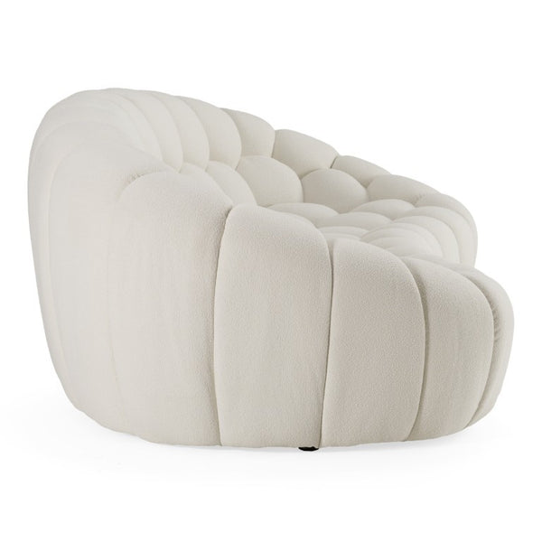 VIG Furniture Yolonda Curved Off-White Teddy Sofa With Hexagonal Tufting, Solid Wood Frame, Plush Support VGEV2126C-SOFA-C-00
