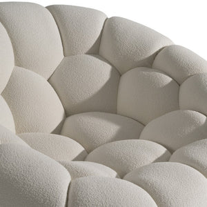 VIG Furniture Yolonda Curved Off-White Teddy Fabric Chair — Hexagonal Tufted Seat, Solid Wood Frame, 440 Lb Capacity VGEV2126C-CHR-C-00