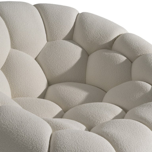 VIG Furniture Yolonda Curved Off-White Teddy Fabric Chair — Hexagonal Tufted Seat, Solid Wood Frame, 440 Lb Capacity VGEV2126C-CHR-C-00