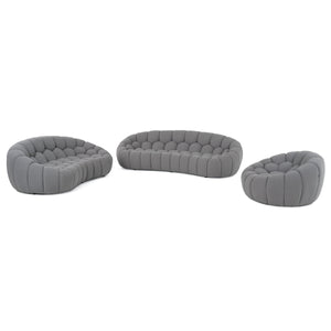 VIG Furniture Divani Casa Yolonda - Modern Curved Light Grey Fabric Sofa Set VGEV2126C-SET-C-07