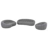 Divani Casa Yolonda - Modern Curved Light Grey Fabric Sofa Set