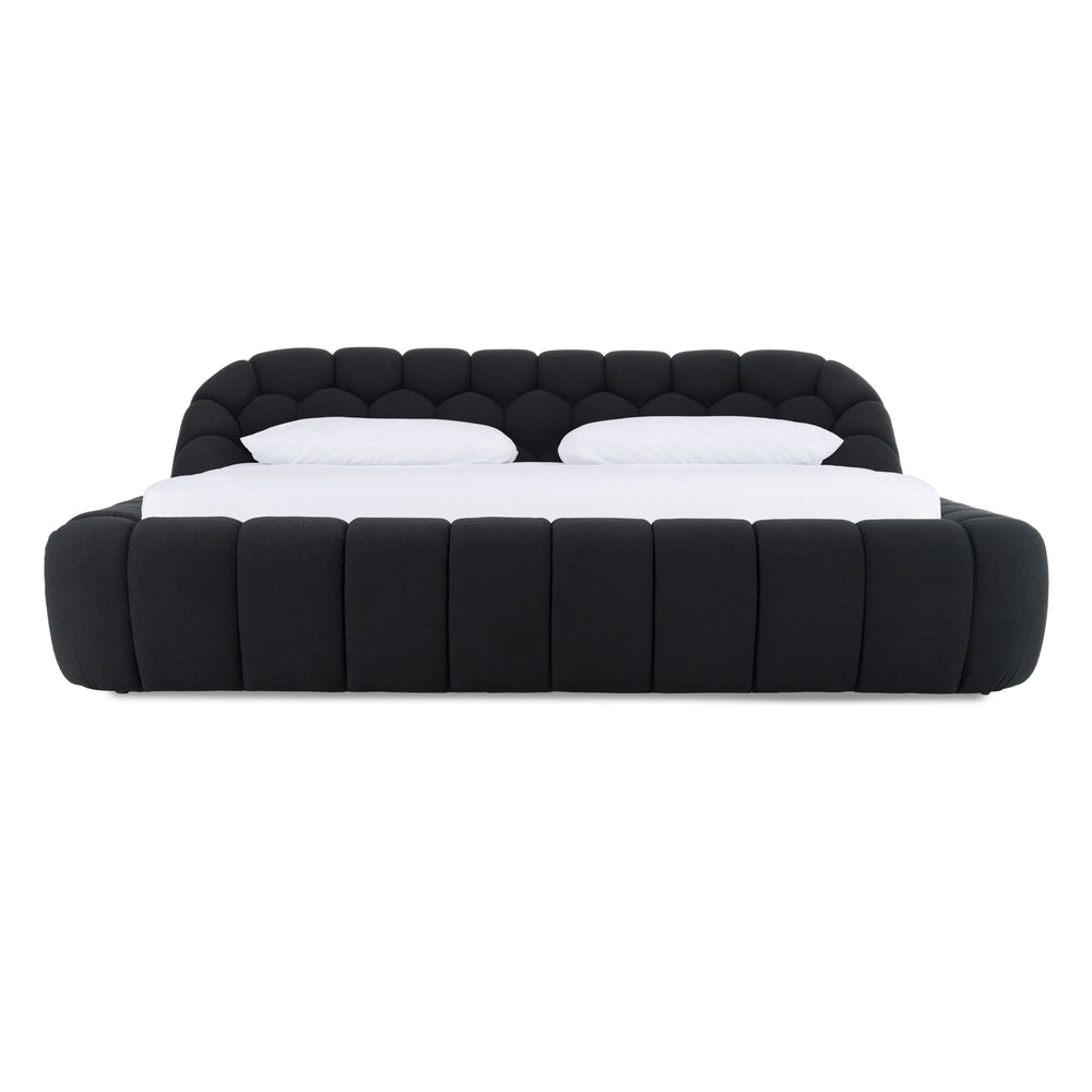 Vig Furniture Divani Casa Yolonda - Chic Black Fabric Bed With Tufted Headboard For Modern Bedroom Elegance Black  Vgev-a127-blk