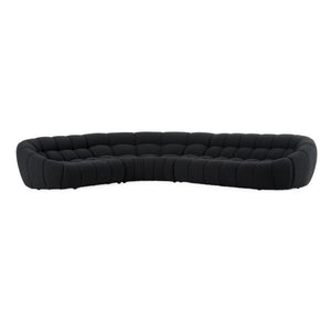 VIG Furniture Yolonda Curved Teddy Fabric Sofa With Hexagonal Tufting, Solid Wood Frame, Seats Up To Eight Black Sectional Sofa VGEV-2126B-BLK