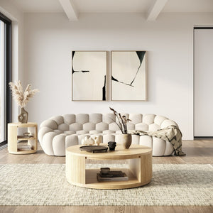 VIG Furniture Yolonda Curved Beige Teddy Sofa Set — 3-Piece Modern Hexagonal Tufting, Solid Wood Frame Comfort VGEV2126C-SET-C-01
