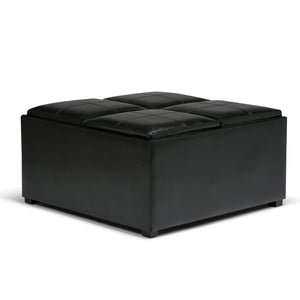 English Elm Avalon - Contemporary Square Storage Ottoman In Midnight Black With Versatile Functionality & Style B136P159742