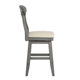 Homelegance By Top-Line Juliette Napoleon Back Counter Height Wood Swivel Chair Grey Rubberwood