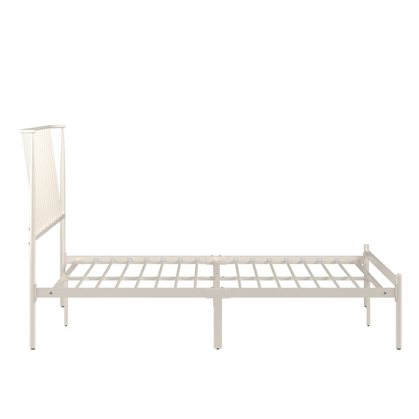 Homelegance By Top-Line Dante Metal Platform Bed with Curved Metal Headboard White Metal