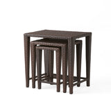 Christopher Knight Home® - Noble House - Outdoor Brown Wicker Nested Tables (Set Of 3)