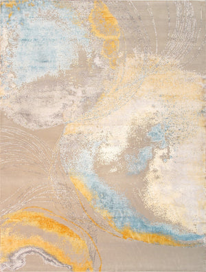 Pasargad Home Modern Hand-knotted Area Rug – Elegant Abstract Design In Premium Viscose Silk & Wool   Pa-9 10x14