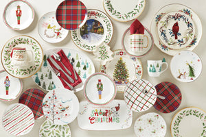 Lenox Holiday Red Tartan Accent Plates, Set of 4 Red, RED PORCELAIN 896528