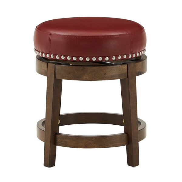 Homelegance By Top-Line Emerson Brown Finish Faux Leather 18" Swivel Dining Height Stool (Set of 2) Red Rubberwood