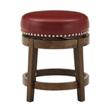 Homelegance By Top-Line Emerson Brown Finish Faux Leather 18" Swivel Dining Height Stool (Set of 2) Red Rubberwood