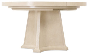 Hooker Furniture Westwood Polished Limestone Round Dining Table With 20" Leaf — Pedestal Base, Modern Oak Veneer 6133-75221-80