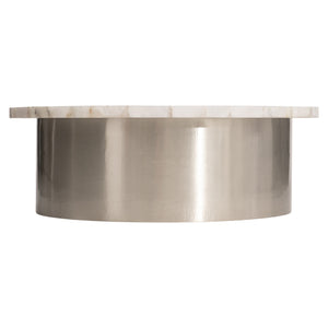 Bernhardt Bernhardt White Agate Shimla Cocktail Table With German Silver Canister Base — Elegant Centerpiece 328480