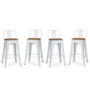 English Elm Rayne 24" Counter Height Stool Set Of 4 - Industrial Metal & Solid Elm Wood For Stylish Spaces B136P159491-GIGA